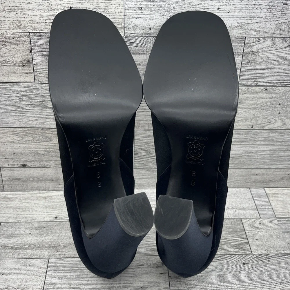 Bottega Veneta Black Blue Satin 3.5
